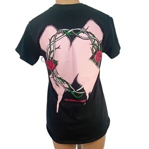 Mens Unisex XPLR Design Studios Thorns Graphic T Shirt Heart Roses Barbed Wire S